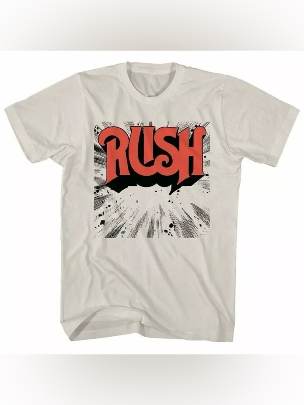 Gildan White Tee with Red and Black 'RUSH' Graphic